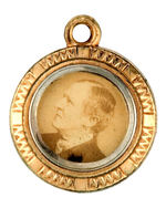 HARRISON AND MORTON REAL PHOTOS UNDER GLASS ON WATCH CHAIN CHARM.