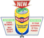 "RAY-O-VAC FACTORY-SEAL BATTERY" FLOOR DISPLAY SIGN.