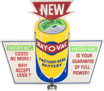 "RAY-O-VAC FACTORY-SEAL BATTERY" FLOOR DISPLAY SIGN.