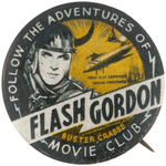 RARE "FLASH GORDON MOVIE CLUB" MOVIE SERIAL CLUB BUTTON.