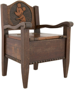 MICKEY MOUSE WOODEN FOLK ART POTTY CHAIR.