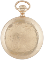 HAMILTON WATCH CO. 17 JEWELS YELLOW GOLD-FILLED OPEN FACE POCKET WATCH.