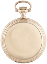 NON MAGNETIC WATCH CO. YELLOW GOLD-FILLED OPEN FACE POCKET WATCH.