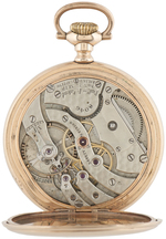 NON MAGNETIC WATCH CO. YELLOW GOLD-FILLED OPEN FACE POCKET WATCH.