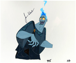 "HERCULES" HADES ORIGINAL ANIMATION CEL/PRODUCTION DRAWING SIGNED BY VOICE ACTOR JAMES WOODS.