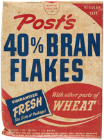 POST 40% BRAN FLAKES CEREAL BOX WITH "SHERLOCK HOLMES - THE HOUND OF THE BASKERVILLES" BOOK OFFER.