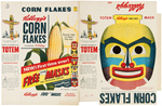 KELLOGG'S CORN FLAKES CEREAL BOX/FLAT WITH CUT-OUT MASKS.