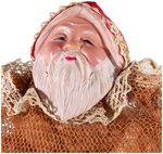 SANTA CLAUS MESH CLOTH CANDY CONTAINER WITH CELLULOID FACE.