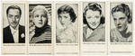 CRACKER JACK MYSTERY CLUB MOVIE STAR CARDS LOT OF 5.