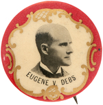 RARE AND OUTSTANDING 1.25" DEBS PORTRAIT BUTTON.