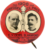 GRAPHIC 1908 DEBS/HANFORD JUGATE BUTTON.