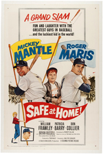 MICKEY MANTLE & ROGER MARIS "SAFE AT HOME!" LINEN-MOUNTED MOVIE POSTER.