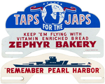 WORLD WAR II "REMEMBER PEARL HARBOR" & ANTI-JAPANESE "TAPS FOR THE JAPS" LICENSE ATTACHMENT PAIR.