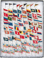 PENNANTS AND FLAGS OF NATIONS AND STATES 85 TOBACCO GIVE-AWAY PINS AND STICKPINS.