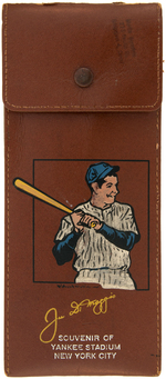 JOE DiMAGGIO YANKEE STADIUM SOUVENIR PENCIL CASE WITH WILLARD MULLIN ART.