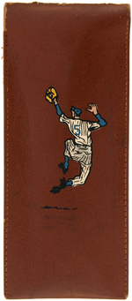 JOE DiMAGGIO YANKEE STADIUM SOUVENIR PENCIL CASE WITH WILLARD MULLIN ART.