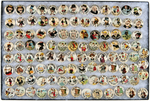 CIGARETTE CARTOON BUTTONS: 50 BY DORGAN AND 57 BY HOFFMAN FOR 107 TOTAL.