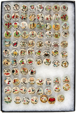 CIGARETTE CARTOON BUTTONS BY SEVEN DIFFERENT CARTOONISTS FOR TOTAL OF 83.