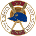 NEW YORK YANKEES 1961 WORLD SERIES PRESS PIN & PASS.