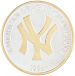 NEW YORK YANKEES LOT OF .999 SILVER TROY OUNCE CHAMPIONSHIP PROOF MEDALLIONS.