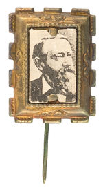 HARRISON HIGH CONTRAST CARDBOARD PHOTO ON EMBOSSED RECTANGULAR FRAME WITH STICKPIN.