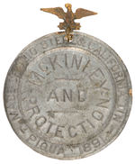 McKINLEY 1891 GOVERNOR CAMPAIGN FAMOUS BADGE CITED IN NEW YORK TIMES ARTICLE.