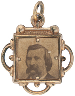 BLAINE AND LOGAN 1884 WATCH CHAIN CHARM WITH CARDBOARD PHOTOS.