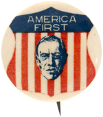 WILSON GRAPHIC "AMERICA FIRST" 1916 PORTRAIT BUTTON HAKE #3159.