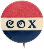 JAMES M. "COX" 1920 BOLD 1.25" NAME BUTTON HAKE #18.