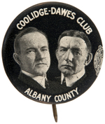 ALBANY COUNTY COOLIDGE-DAWES CLUB JUGATE BUTTON HAKE #3.