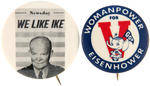 PAIR OF UNCOMMON IKE BUTTONS INCLUDING "WOMAN POWER FOR EISENHOWER."