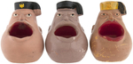 WORLD WAR II ANTI-AXIS "RAM-BUNK-SHUS BENITO" MUSSOLINI PLASTER CARICATURE ASHTRAY TRIO.