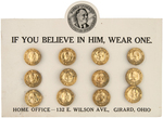 "YOUR FRIEND FRANKLIN D. ROOSEVELT" DISPLAY CARD WITH 12 PINBACKS.