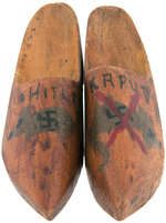 WORLD WAR II ANTI-HITLER WOODEN SHOE PAIR.