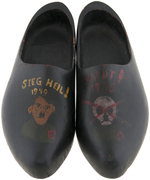 WORLD WAR II ANTI-HITLER WOODEN SHOE PAIR.