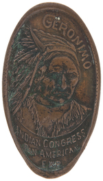 ROLLED PENNY FROM 1901 PICTURES "GERONIMO" AND NAMES "INDIAN CONGRESS PAN-AMERICAN EXP."