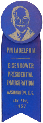 EISENHOWER CLOTH BUTTON WITH "PHILADELPHIA" INAUGURAL RIBBON.