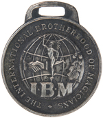 "THE INTERNATIONAL BROTHERHOOD OF MAGICIANS" LOGO WATCH FOB.