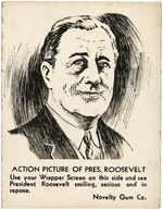 ACTION PICTURES NOVELTY GUM CO. RARE PRESIDENT FDR PREMIUM CARD.