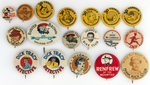 A 1930s CHICAGO KID'S COLLECTION OF 18 NEWSPAPER AND PRODUCT CLUB BUTTONS.