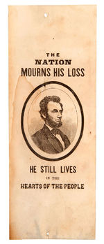 ABRAHAM LINCOLN 1865 PAPER MOURNING RIBBON.