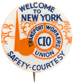 RARE LABOR UNION ISSUED NEW YORK WORLDS FAIR 1939 BUTTON.