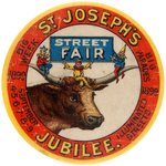 "ST. JOSEPH'S STREET FAIR JUBILEE" OUTSTANDING 1899 BUTTON.