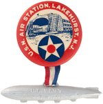 LAKEHURST 1930s NAVAL AIR STATION BUTTON WITH SCARCE ORIGINAL AIRSHIP SUSPENSION.