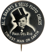 "TINIEST MAN ON EARTH" RARE CIRCUS BUTTON.