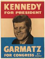 "KENNEDY FOR PRESIDENT GARMATZ FOR CONGRESS 3RD DISTRICT" RARE MARYLAND COATTAIL POSTER.