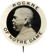 "ROCKNE OF NOTRE DAME" RARE BUTTON AND PHOTO EXAMPLE FROM COLLECTIBLE PIN-BACK BUTTONS.