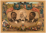 OUTSTANDING "HEROES OF THE COLORED RACE" FREDERICK DOUGLASS CHROMOLITHOGRAPH POSTER.