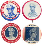 GENERAL DOUGLAS MacARTHUR FOUR RARE WORLD WAR II BUTTONS.