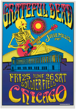 GRATEFUL DEAD & STEVE MILLER BAND 1992 CHICAGO CONCERT POSTER.